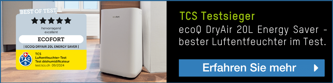 TCS Testsieger Luftentfeuchter ecoQ DryAir 20L Energy Saver